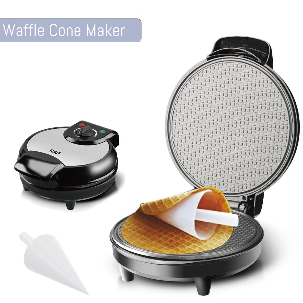 Waffle Cone Maker - เครื่องทําวาฟเฟิลโคนไฟฟ้าพร้อมระบบควบคุมการบราวนิ่ง, เครื่องทําชามวาฟเฟิลแบบไม่ติด, เครื่องทําโคนไอศกรีม