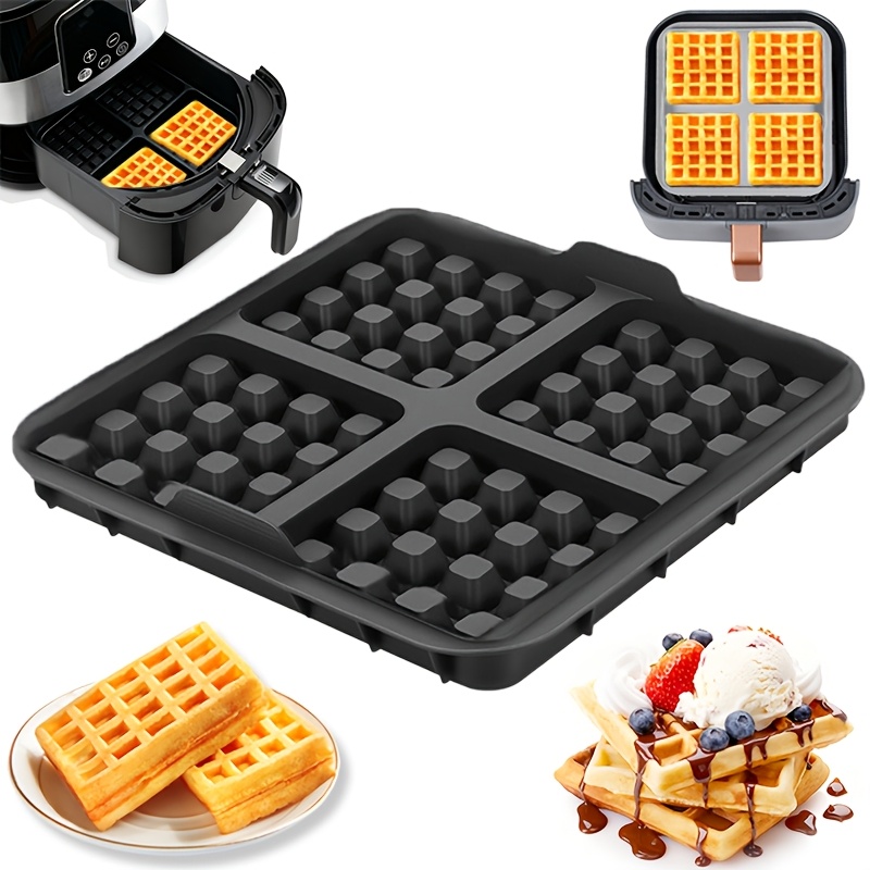 Mini Pancake Griddle - แม่พิมพ์วาฟเฟิลทรงสี่เหลี่ยม, ถาดอบแบบไม่ติดกระทะสำหรับหม้อทอดไร้น้ำมัน, ใช้ซ้ำได้สำหรับวาฟเฟิลเบลเยียมและแพนเค้ก