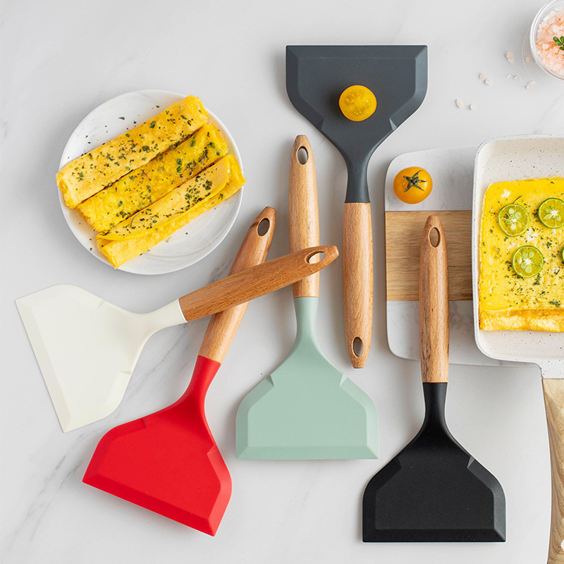 Okonomiyaki Spatula - ซิลิโคนเกรดอาหารอุปกรณ์ทําอาหาร Tamagoyaki Spatula เนื้อวัวไข่ไม้พายครัวพิซซ่าพลั่วเครื่องมือทําอาหารเครื่องครัว