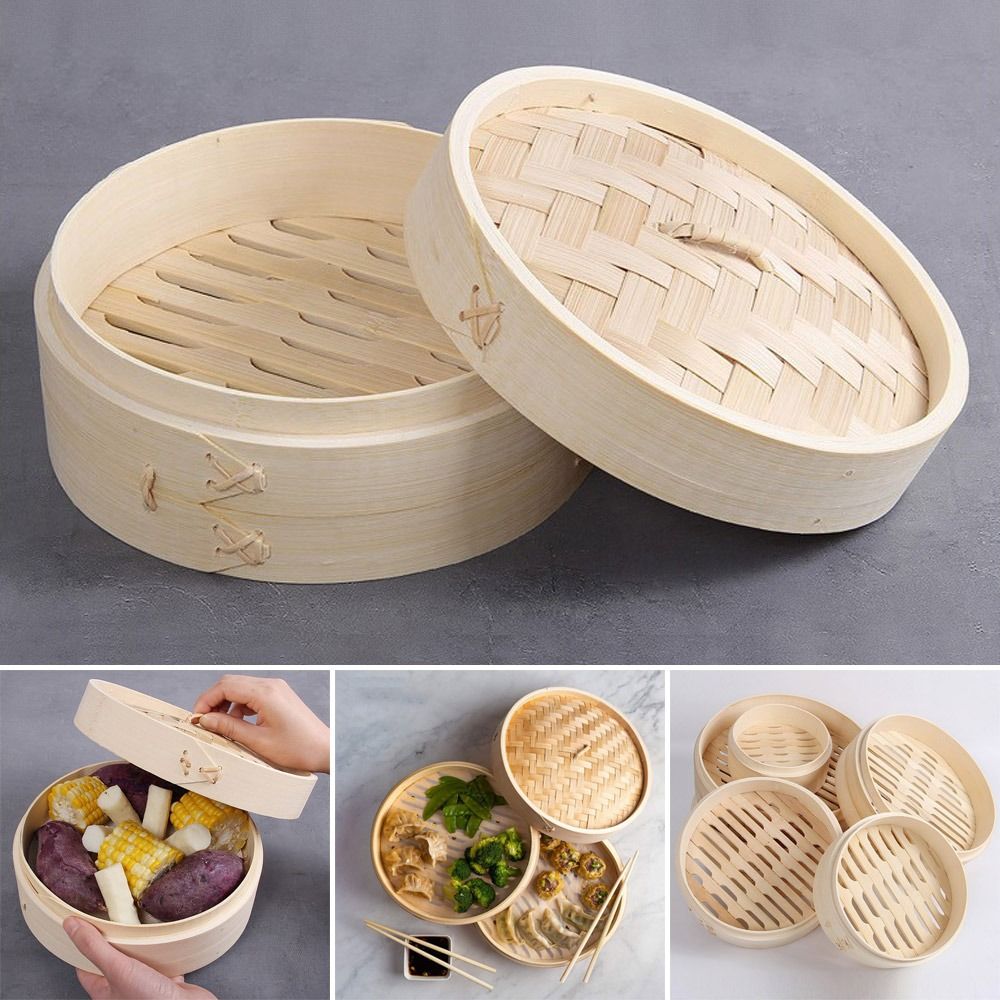ตะกร้านึ่งไม้ไผ่พร้อมฝาปิด Dum - Bao Steamer Bamboo บทวิจารณ์และราคา
