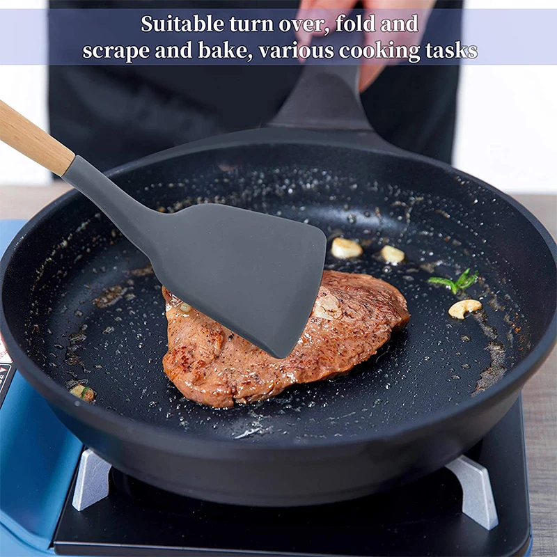 Non-Stick ไม้พายซิลิโคนไม้ Tur - Okonomiyaki Spatula บทวิจารณ์และราคา